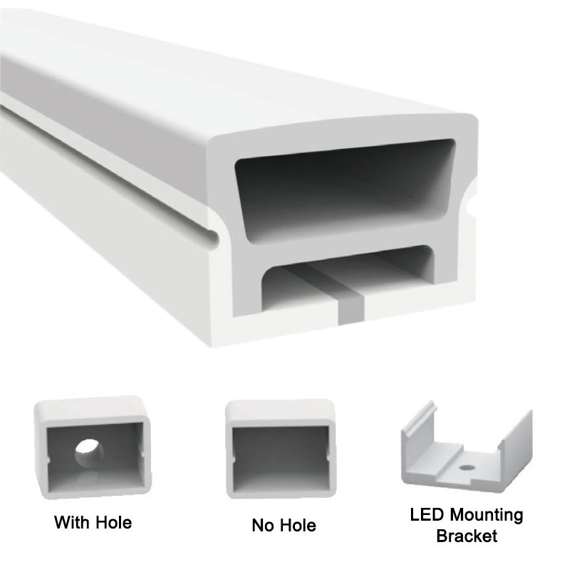 Silicone LED Light Diffuser Tube Waterproof LED Strip Lighting 180° Three Sides Emitting 20*14mm